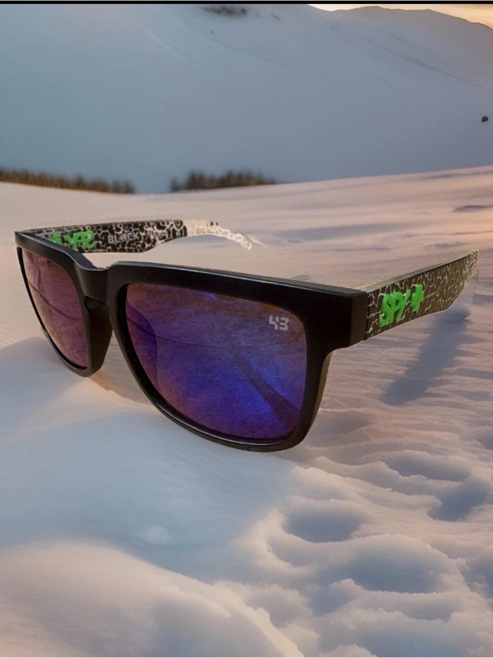 SPY Men’s Black Frames with Green.  Multicolored Tinted Lenses Ken Block Optic